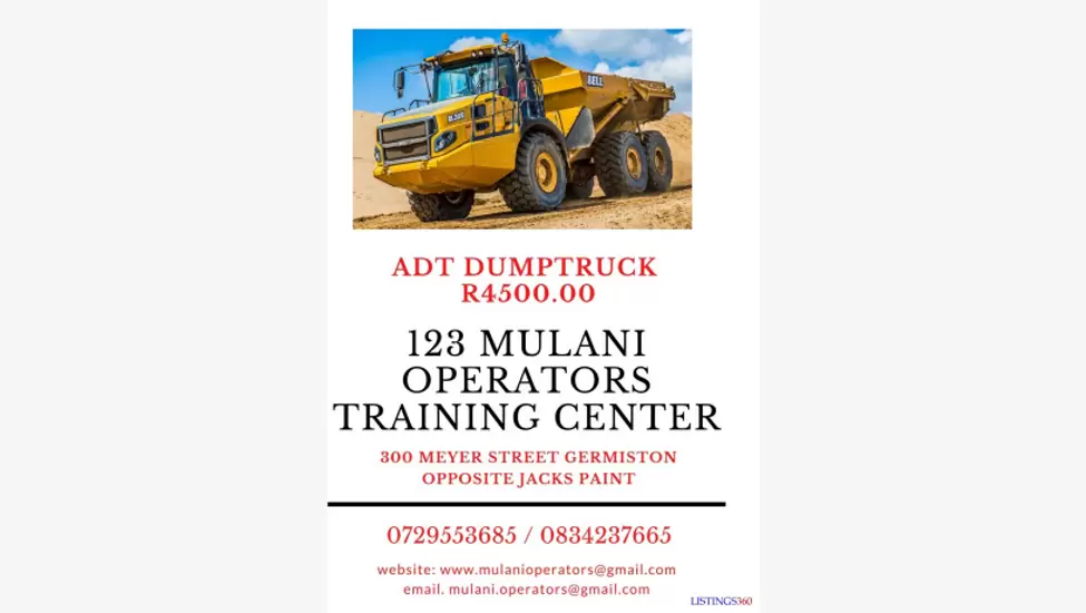 Excavator, Grader, Bulldozer, TLB, Reach stacker, Road Roller Operator training center CALL +27832437665
